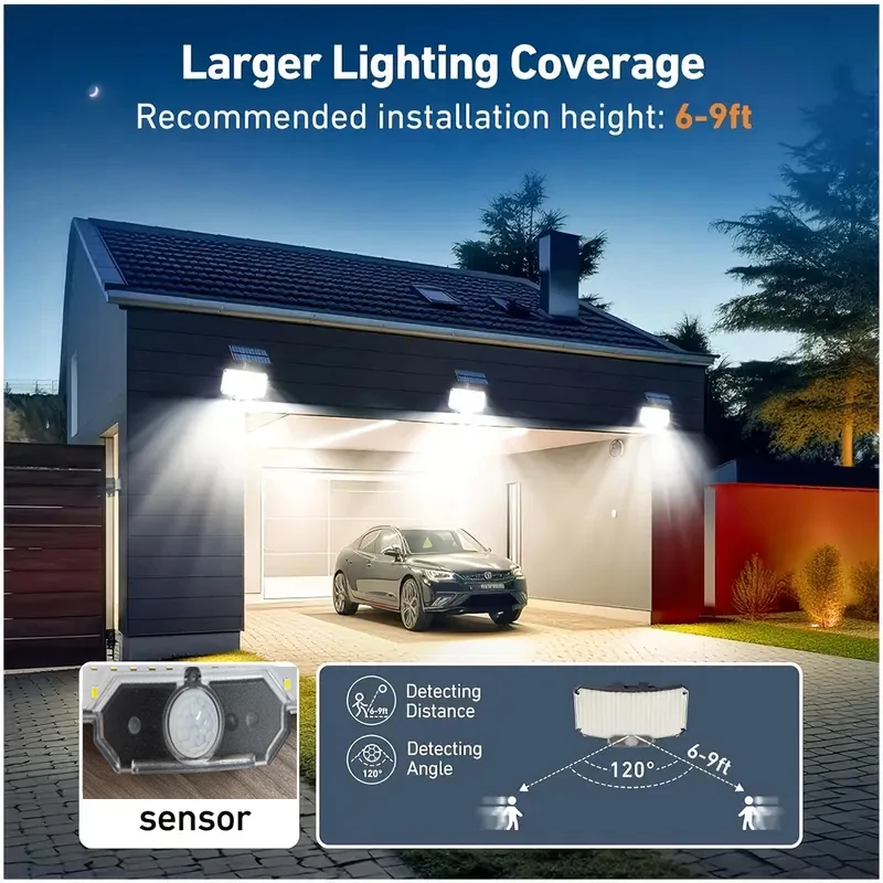 1/2PCS Solar Light Outdoor Super Bright Motion Sensor Solar Strong Power 234LED Garden Wall Lamp IP65 Waterproof 3 Working Mode