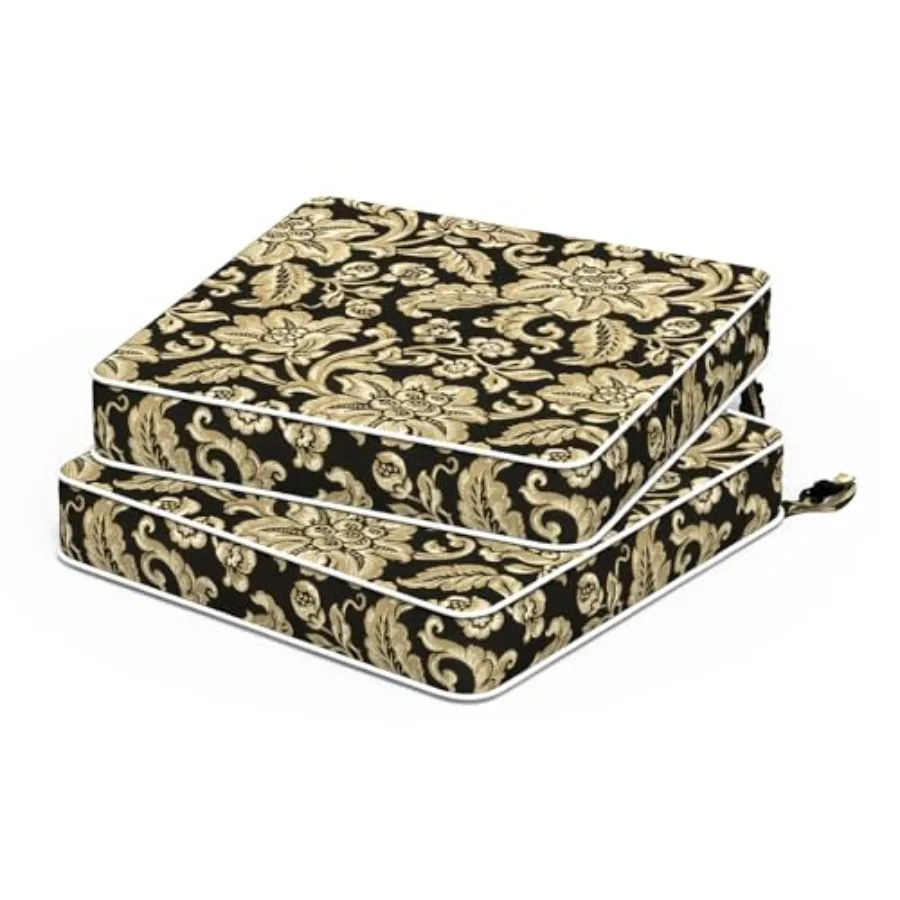 

Outdoor Seat Cushions 19 x 19 x 3 Inch, Water Repellent Patio Chair Foam Cushions with Straps, Outdoor Cushions for Patio Furni