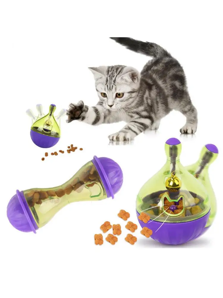 

Cat Food Feeders Ball Interactive Fun Bowl Tumbler Kitten Shaking Leakage Ball Cats Accessories For Home Pet Toys