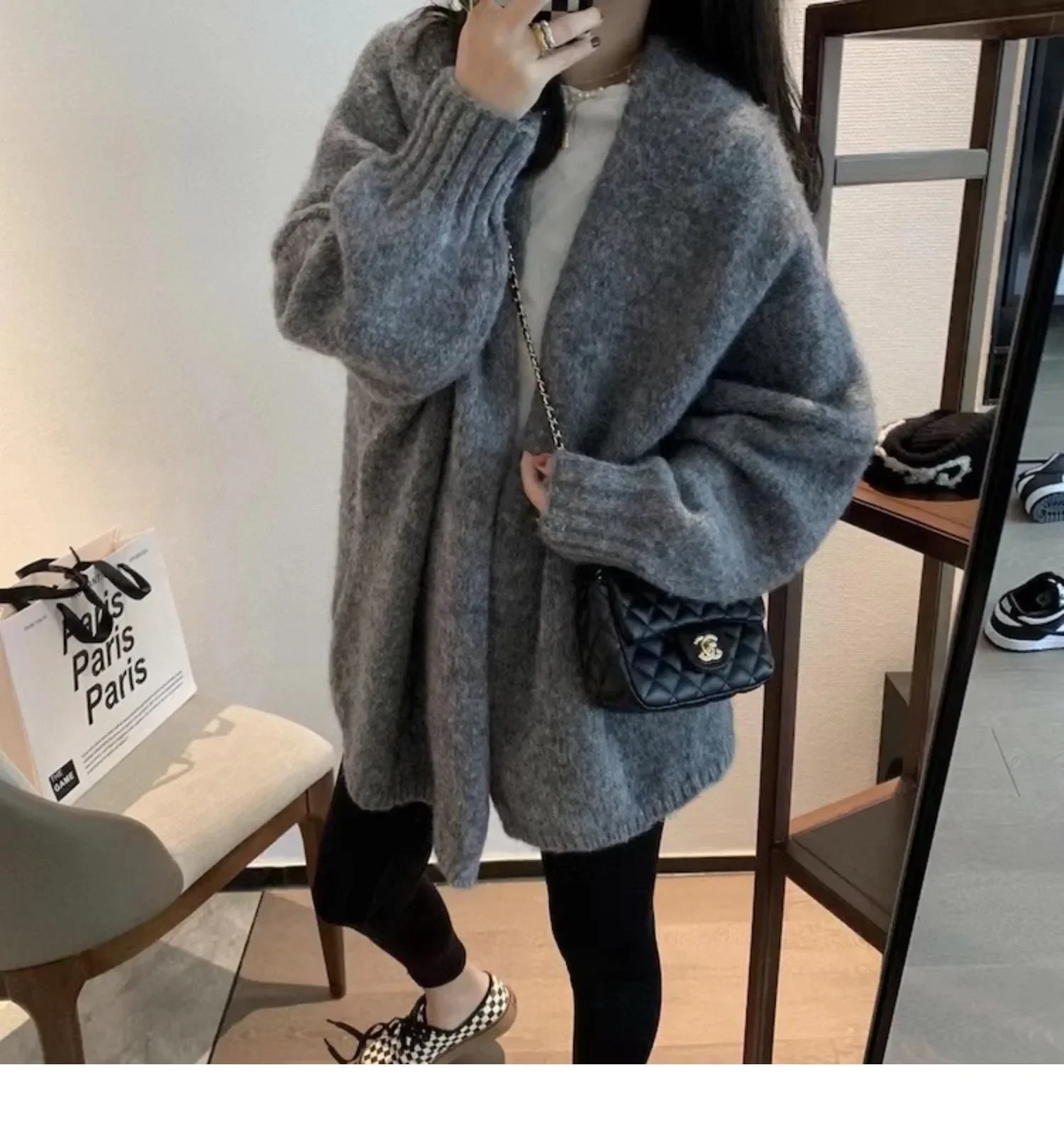 

Korean Style Solid Loose Knit Cardigan Sweater For Women Autumn Winter Fashion Women's Jacket Coat Y2k Japan Streetwear