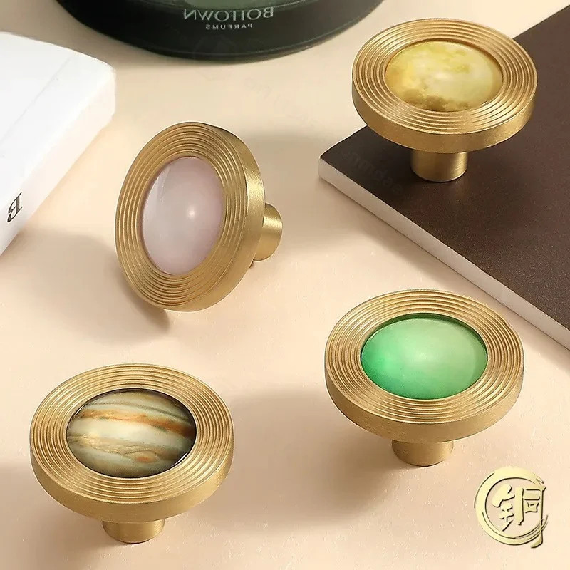 French Light Luxury Brass Single Hole Bedside Table Drawer Handle Nordic Style Premium Cabinet Door Wardrobe Handle