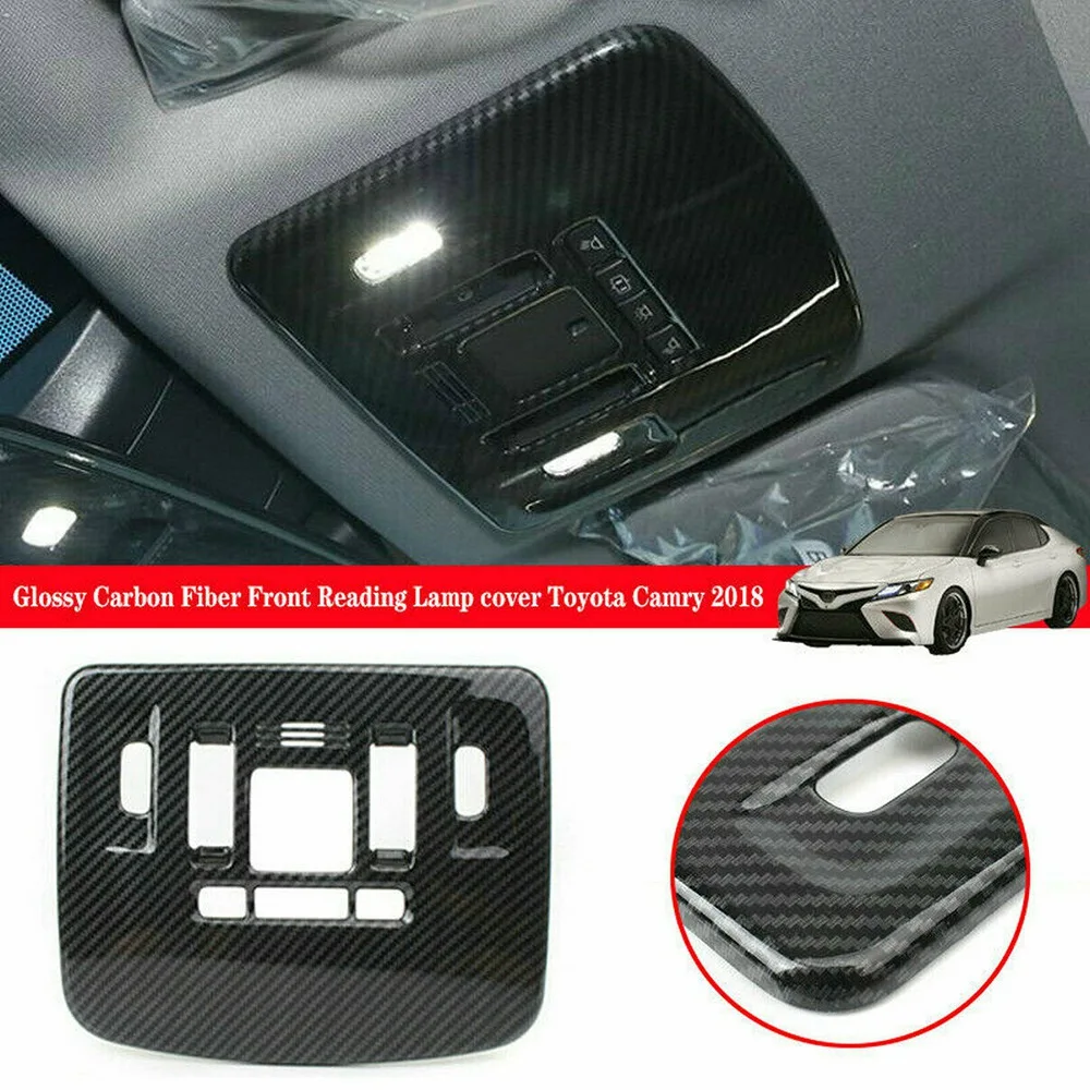 Front Dome Reading Light Roof Lamp Panoramic Moonroof Sunroof Cover Trim for Toyota Camry 2018-2021 (Carbon Fiber Style)