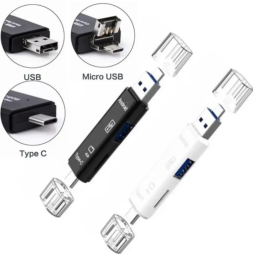 5-in-1 Auto Voeding PD Converter USB naar Micro Type C Multifunctionele Flash Drive Kaartlezer RV Power Converter Accessoires