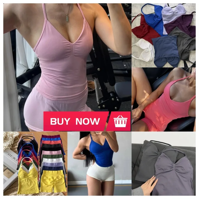 

Version of Pregnant Women's Body Repair V-neck Long Hanging Neck Top Women's Seamless Yoga Tight Backless Sports Breathable Set