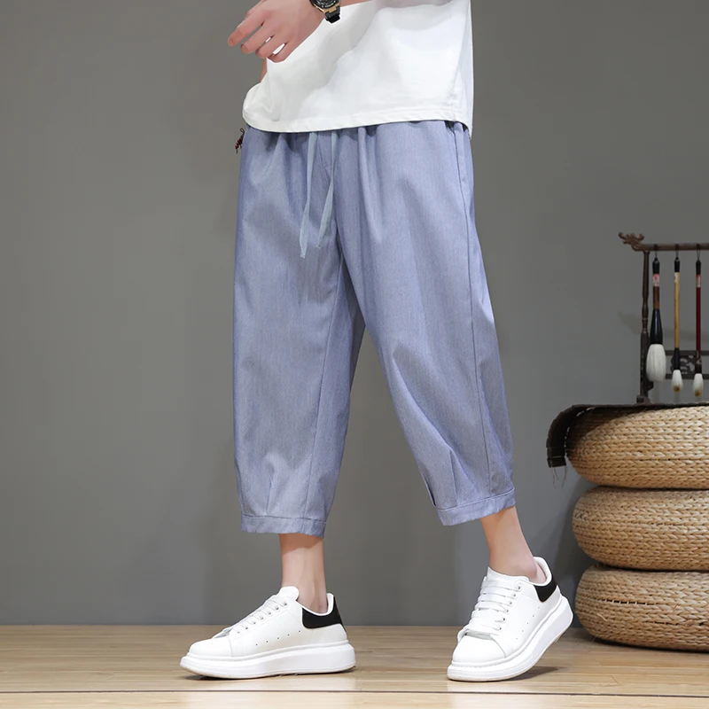 Sommer lässig Harems hosen Männer Baggy elastische Taille Vintage Männer waden lange Hosen Harajuku leichte Hosen Männer neue Streetwear