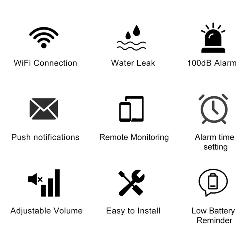 B50B-New Tuya Wifi Allarme ad immersione in acqua Rilevatore di perdite d'acqua Vita intelligente APP Supporto di controllo remoto per Alexa