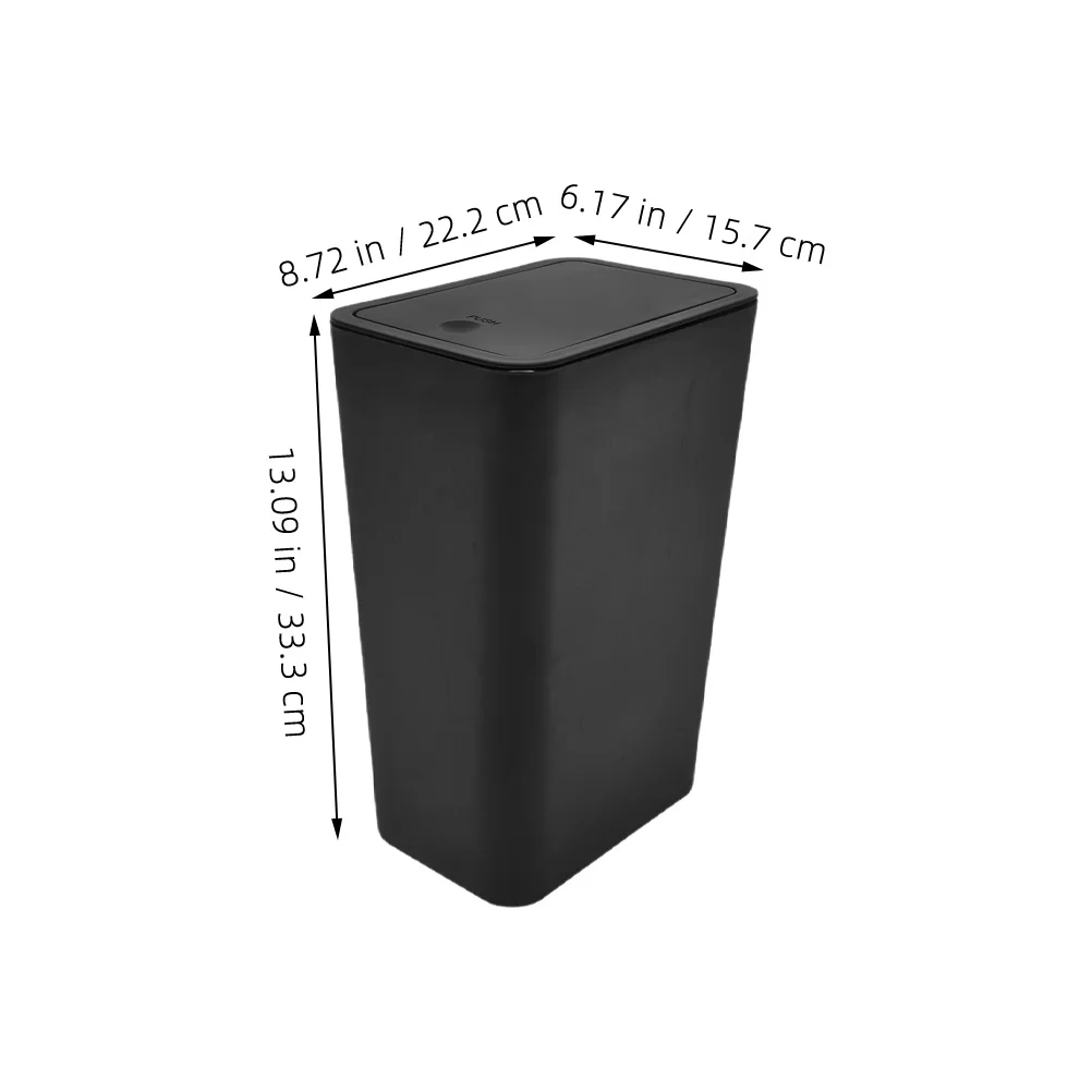 

3pcs Large Capacity Press Trash Can Black Square PP Bathroom Bedroom Office Reusable Waste Bin Container