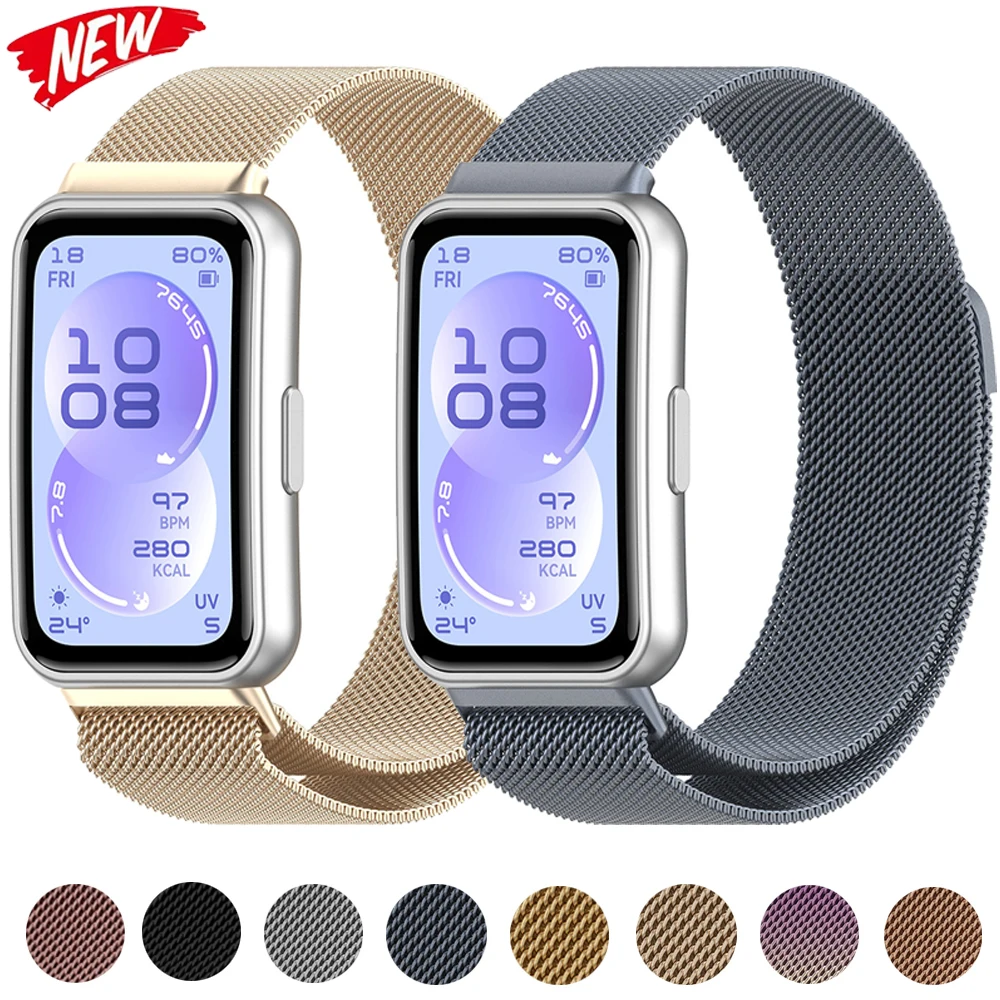 Milanese-Armband für Huawei Band 11/11 Pro, magnetisches, atmungsaktives Armband für Huawei Band 10 9 8, Original-Armband-Zubehör