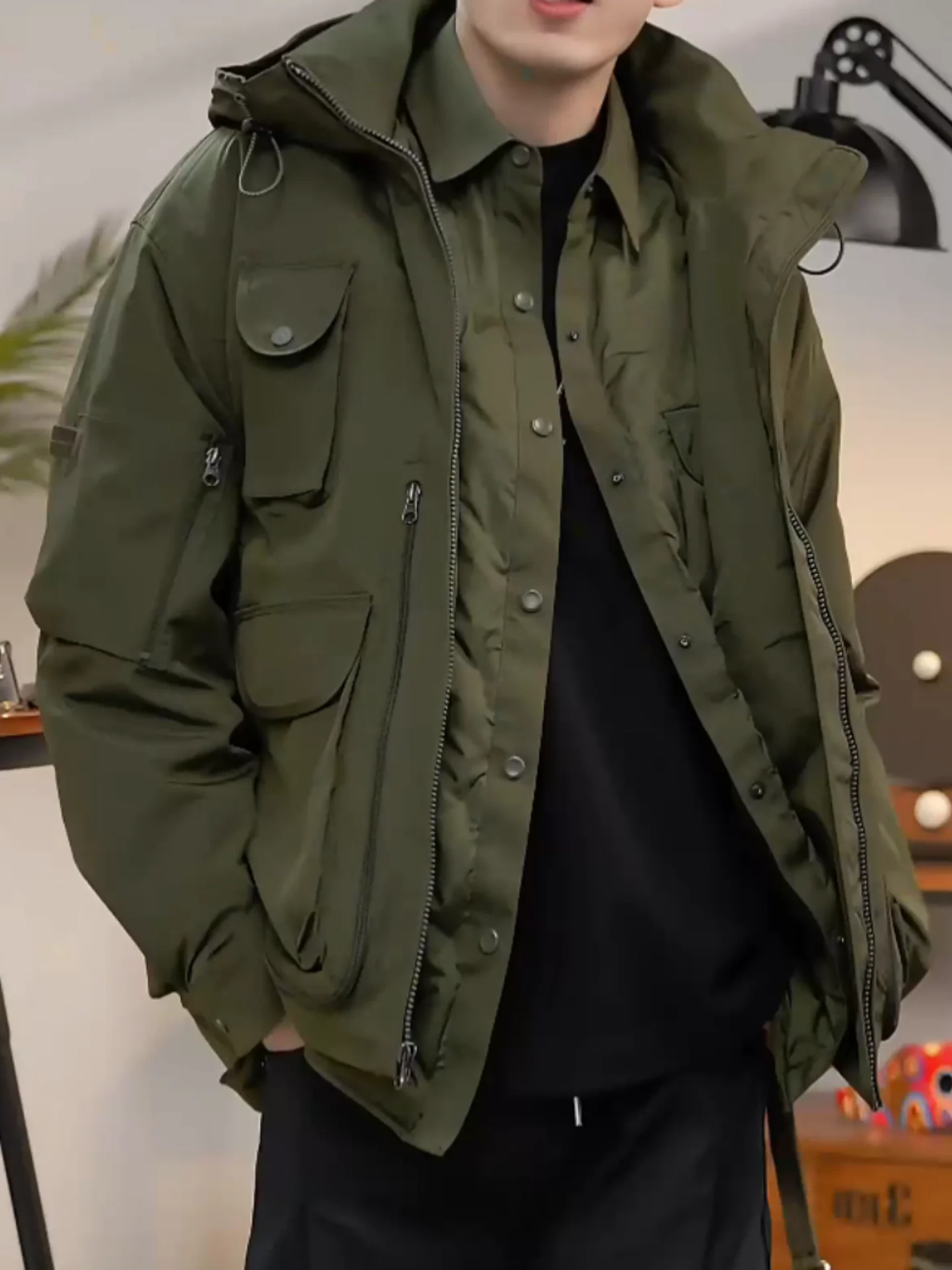 

Новая зимняя мужская повседневная хлопковая ветрозащитная куртка-брюки (комбинезон) для активного отдыха, многофункциональная рабочая одежда для молодежи