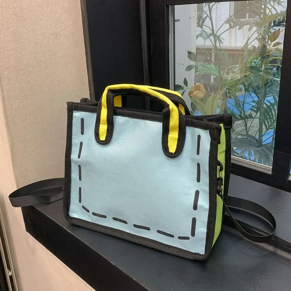 لطيف الكرتون 2D مطبوعة حمل حقيبة قماش كل مباراة الكتابة على الجدران حقيبة ساعي الكتب الهزلية الإبداعية حقيبة يد المدرسة