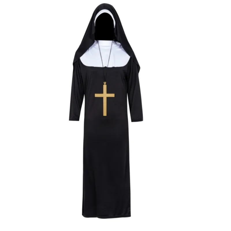 Vestido de monja Cos, disfraz de baile de Cosplay del sacerdote de la Virgen María