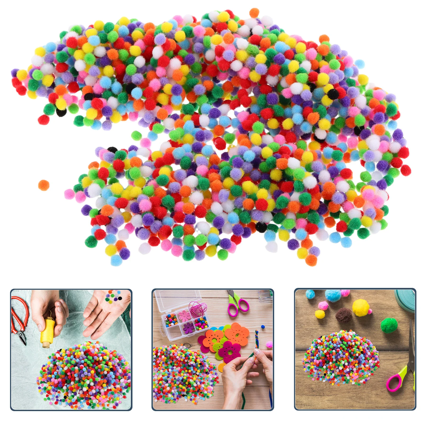 

2000pcs 8Mm Assorted Pom Poms For Crafts Colorful Balls Soft Decorative Craft Supplies Diy Scrapbooking Party Decor Classroom