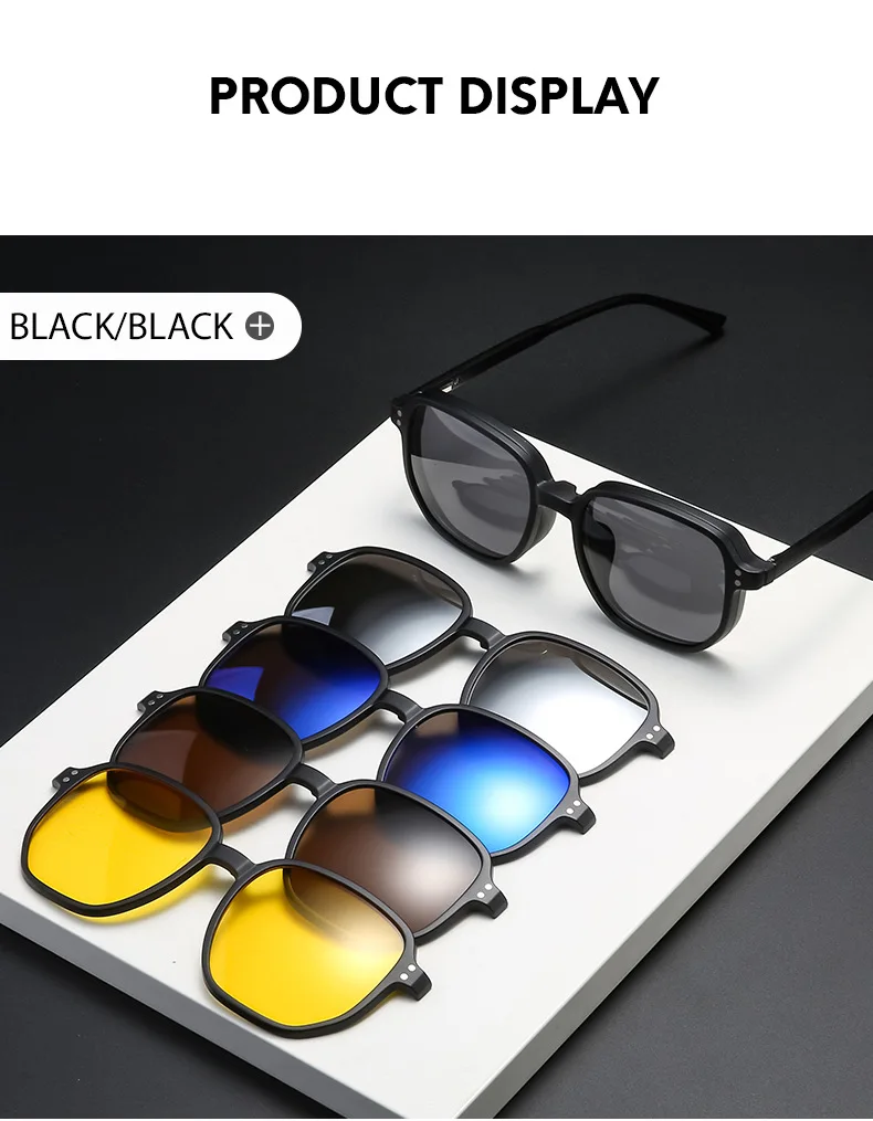 VCKA 6 In 1 Polarisierte Lesen Sonnenbrillen Männer Frauen Magnetische Clip Auf Gläser TR90 Optische Rezept Brillen Rahmen + 1.0 ~ + 6,0 – Detail 7