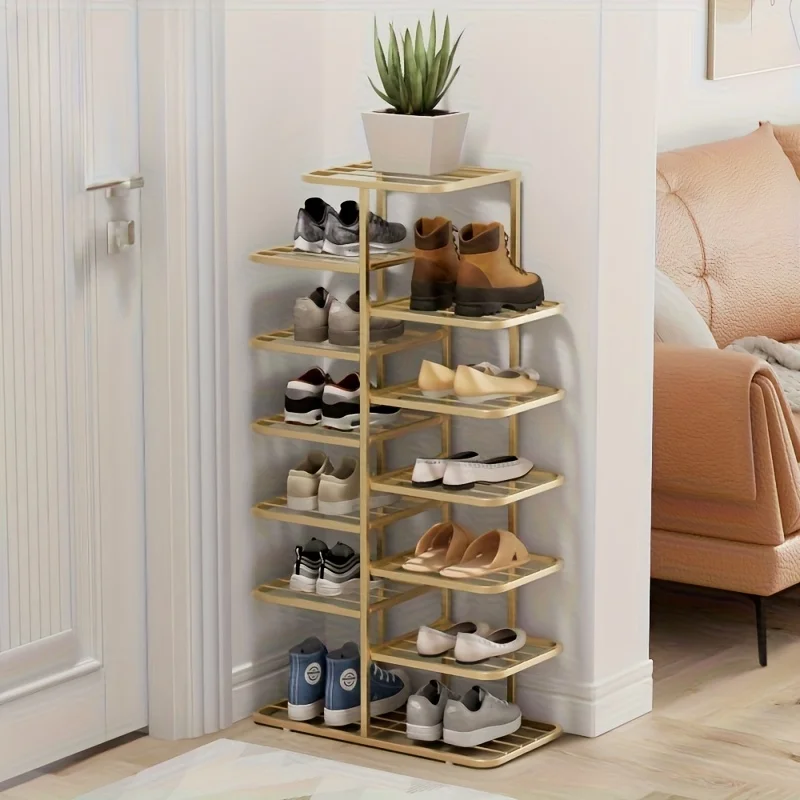 Large-Capacity Interlocking Multi-Tier Shoe Rack for Home Use Minimalist Wrought Iron Shoe Storage Rack for Small Apartments