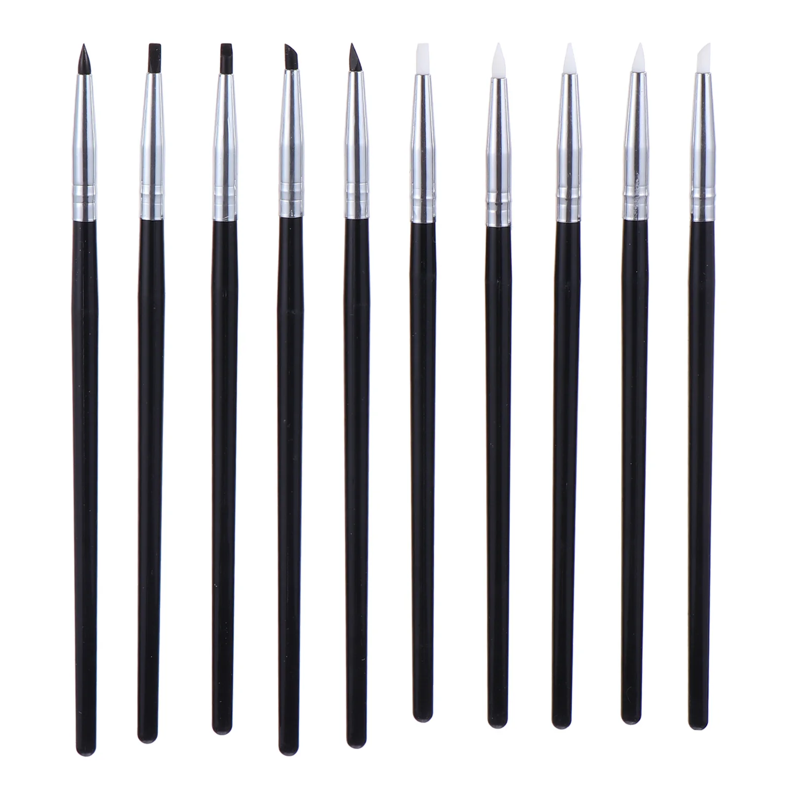 

10pcs Silicone Pen Set High Quality Carving Hollow Dotting Sculpture Nail Pens Black Color DIY Manicure Tools Home Salon