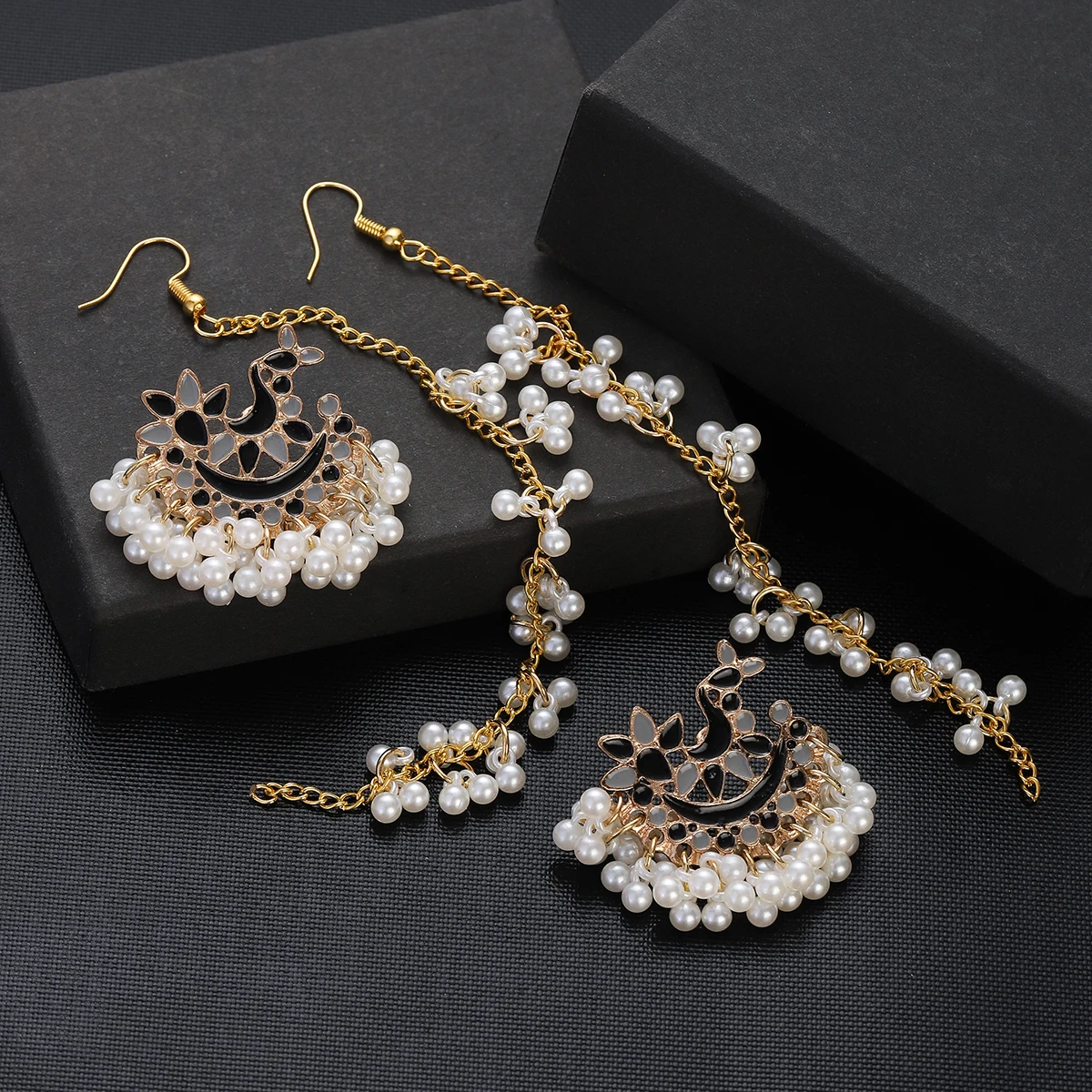 Retro Boho Colorful Flower Drop Oil Indian Earring Ladies Charm Pearl Tassel Gold Color Earrings 2024 Female Orecchini Jewelry