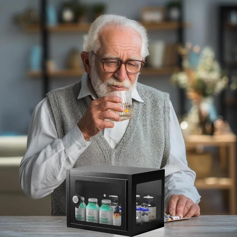 Small Safe with Combination Lock 0.22 cu. ft. Mini Money Box for Medicine Storage for Grandmother Secure Phone and PSP Safe Box