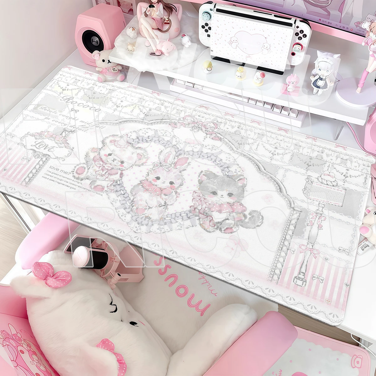 Rubber Large Mouse Pad Sweet Bear Rabbit Cat PC Mousemat Gaming Keyboard DeskMat Laptop Accessories Table Decoration Cabinet Rug