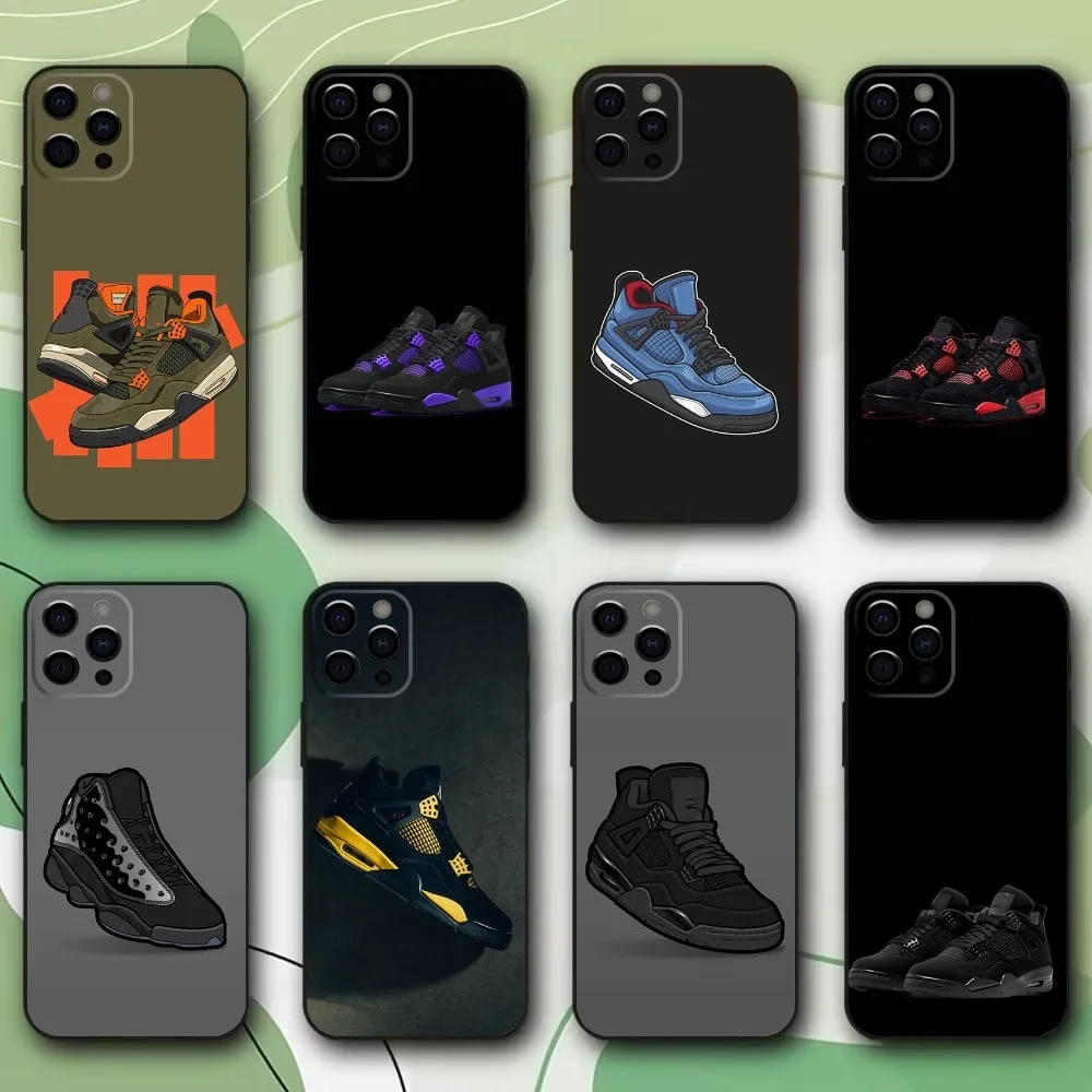 Shoes Sports Basketball Phone Case For iPhone 16,15,14,13,12,11,Pro,X,XS,Max,XR,Plus,Mini Soft Black Cover
