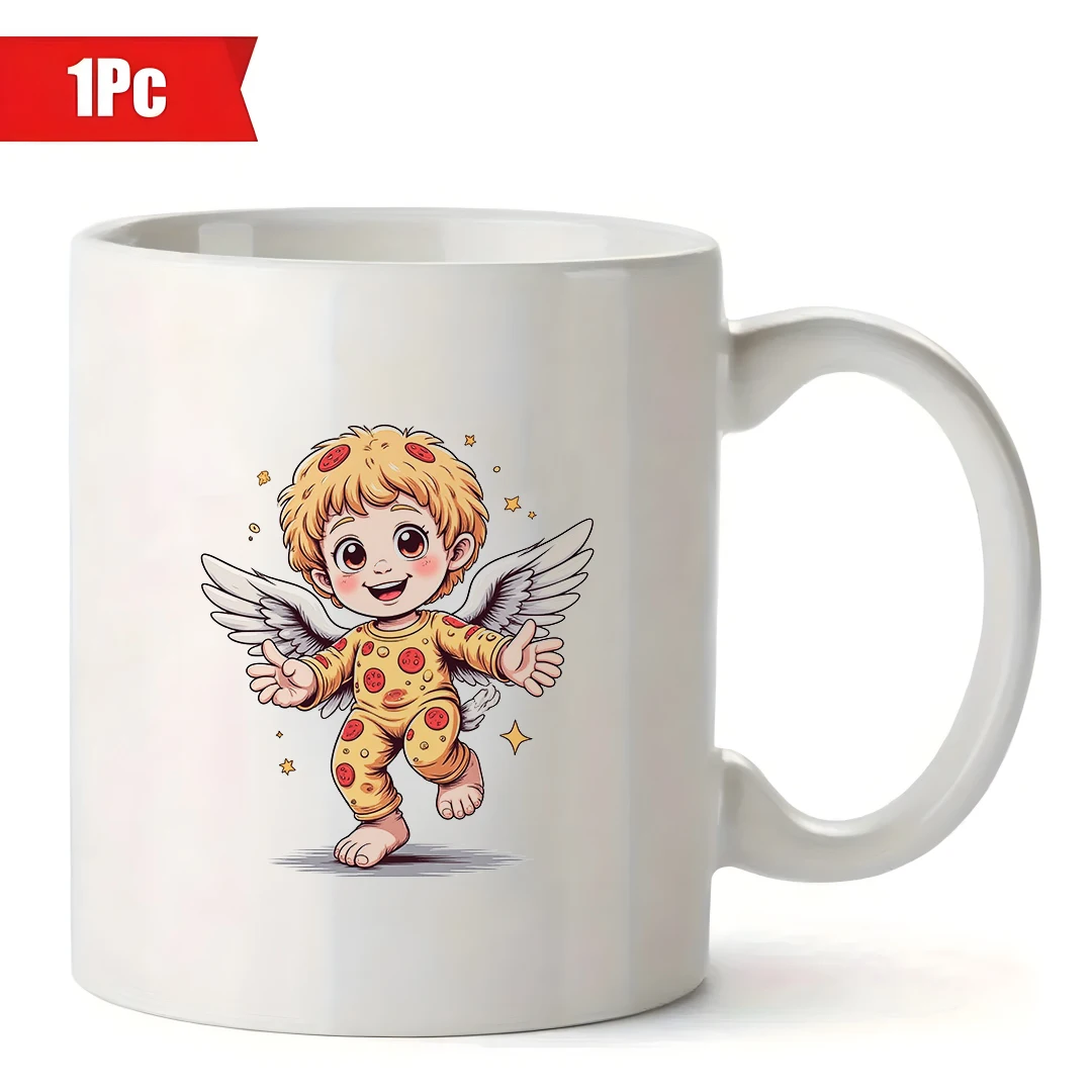 Tazza da angelo cartone animato da 11 once, tazza per bevande fredde e calde per bambini, regalo di Natale, tazza per famiglia e ufficio, design angelo sognante