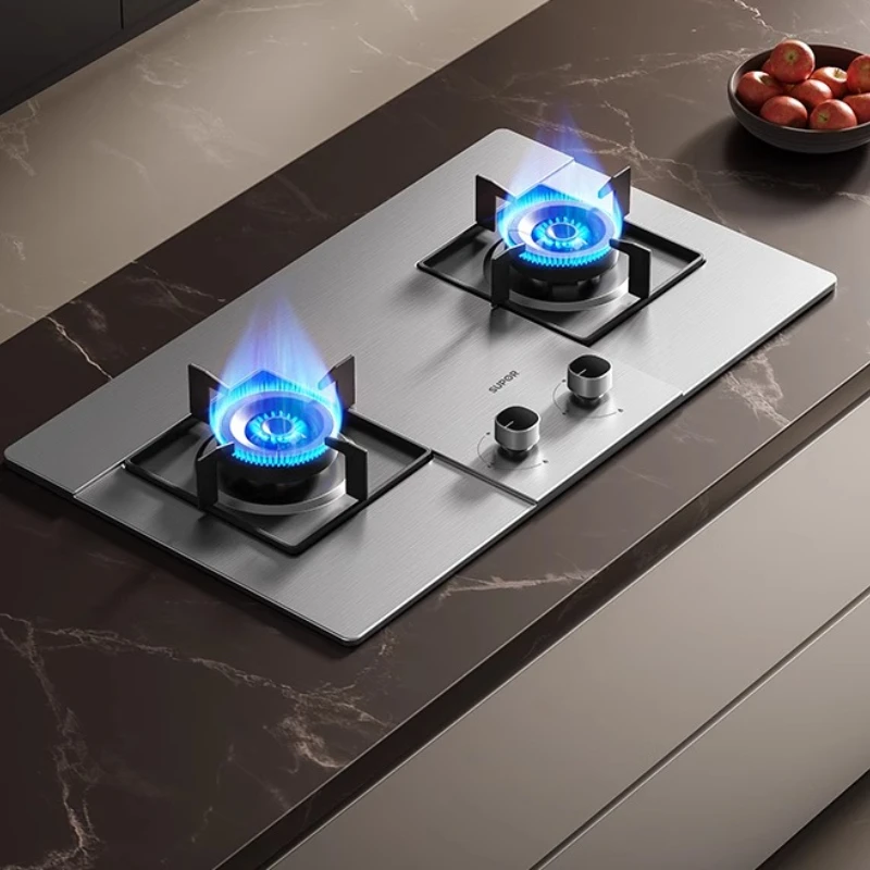 

Stainless Steel Gas Stove Double Burner Home Built-in Desktop for LPG NG Kitchen Cooking