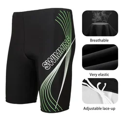 Men Quick-drying Swimming Trunks Moisture-wicking Swimwear High Waist Letter Print Men's Swim Shorts for Sports Surfing Beach