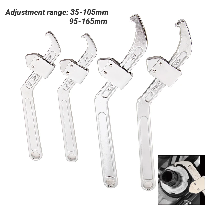 

Adjustable Multifunctional Hook Wrench for remove water meter Round Nut Wrench Car Repair Wrench Hand Tool 35-105mm 95-165mm