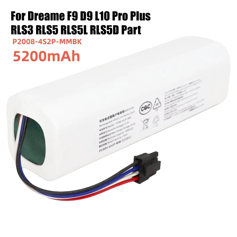 

Оригинальный сменный аккумулятор 14В 9800мАч P2008-4S2P-MMBK для Dreame F9 D9 L10 Pro Plus RLS3 RLS5 RLS5L RLS5D, аксессуары и запчасти