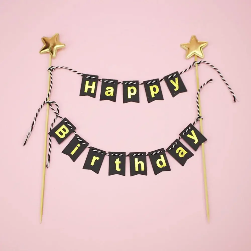 Colorful Happy Birthday Banner Cake Topper Bunting Topper for Birthday Party Baby Shower Cake Dessert Topper Party Supplies Hot