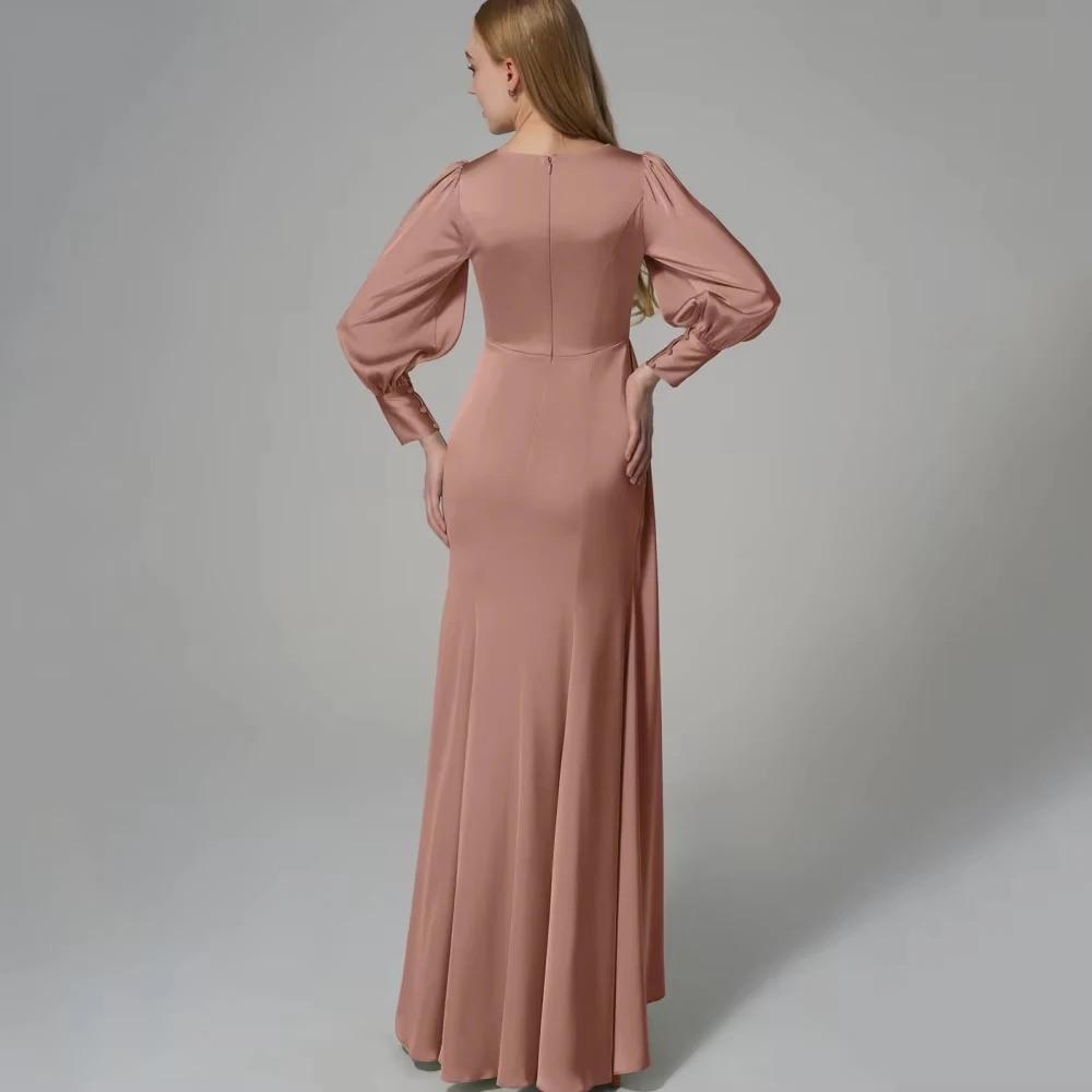 Customized Bridal Dress Elegant Simple Sheath Chiffon Wedding Party Gowns Bride Lantern Sleeve Formal Wedding Party Dresses