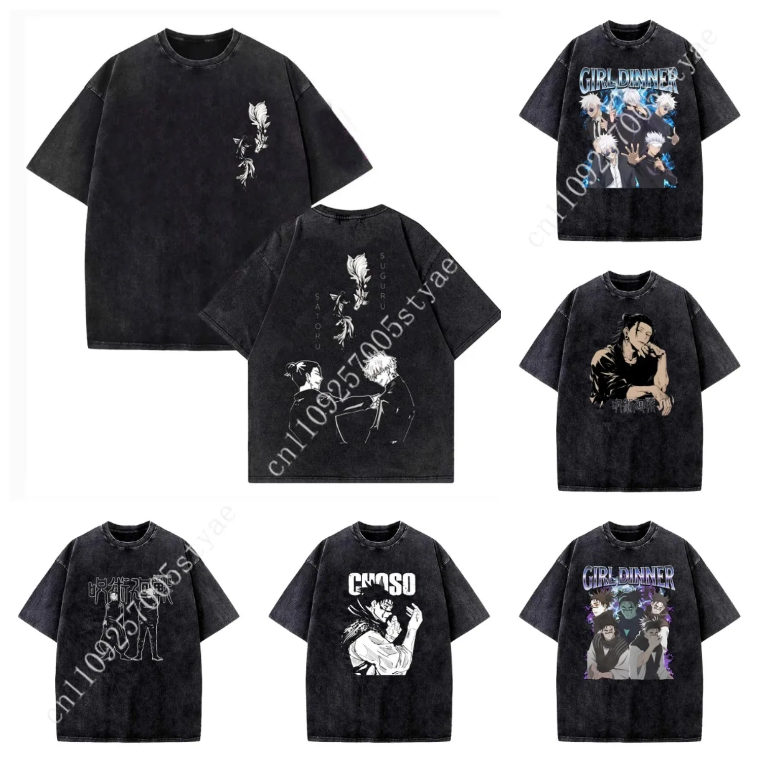 Anime Choso Print T Shirt Men Women Y2k T-shirts Vintage Washed Cotton Tee Harajuku Male Short Sleeve Tshirt