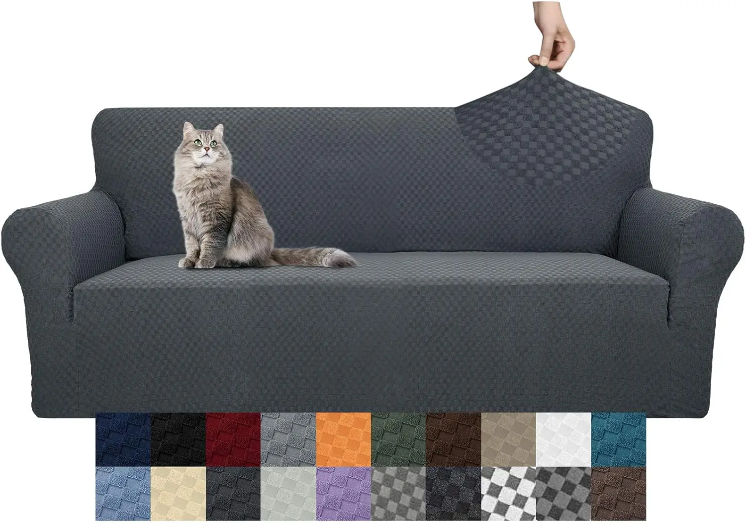 

Couch Cover Latest Jacquard Design High Stretch Sofa Covers For 3 Cushion Couch, Pet Dog Cat Proof Slipcover Non Slip Magic