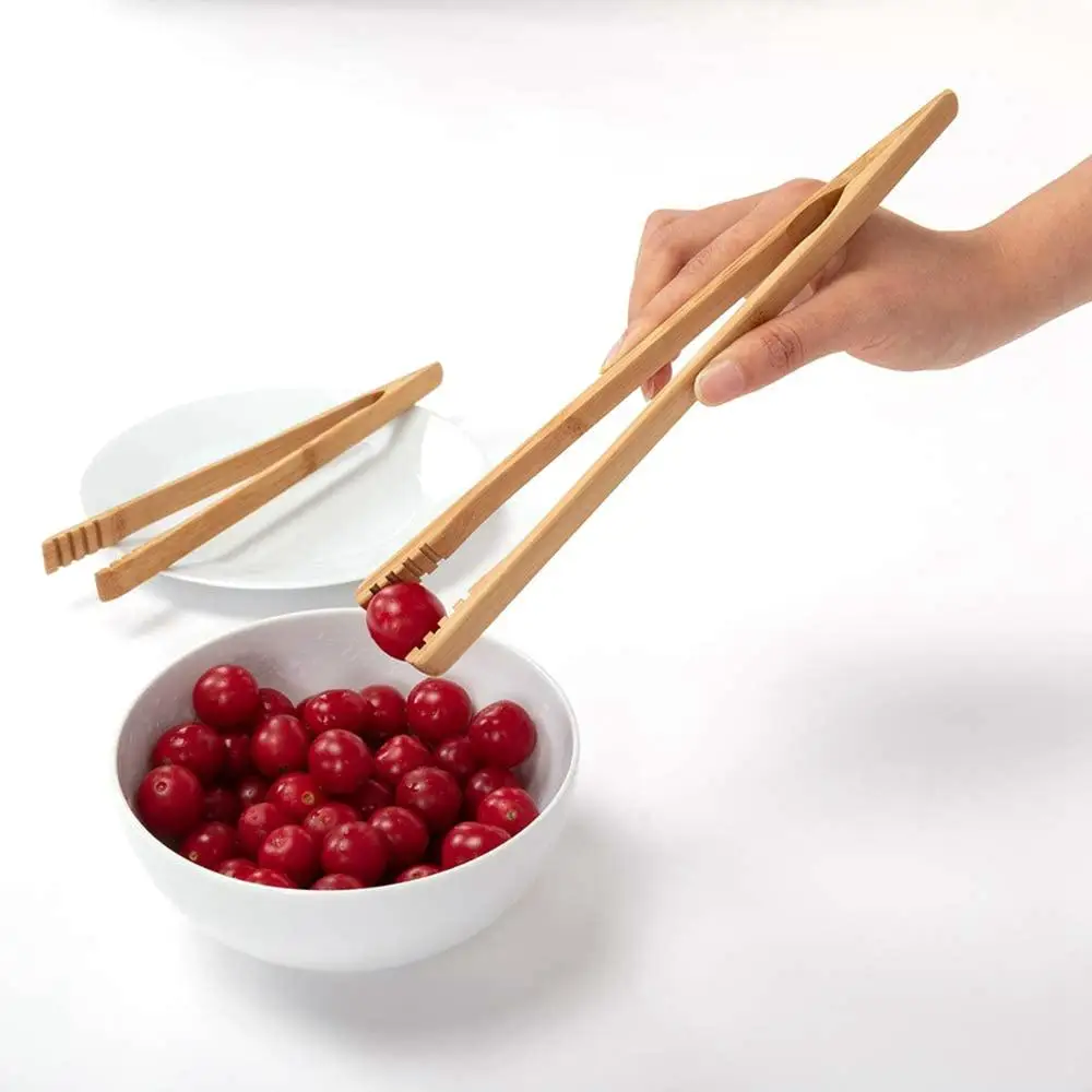 

Wooden Tea Tweezer Bacon Tea Clip Tongs Bamboo Salad Food Toast Bend Clip Straight Clips Kitchen Accessories Teaware
