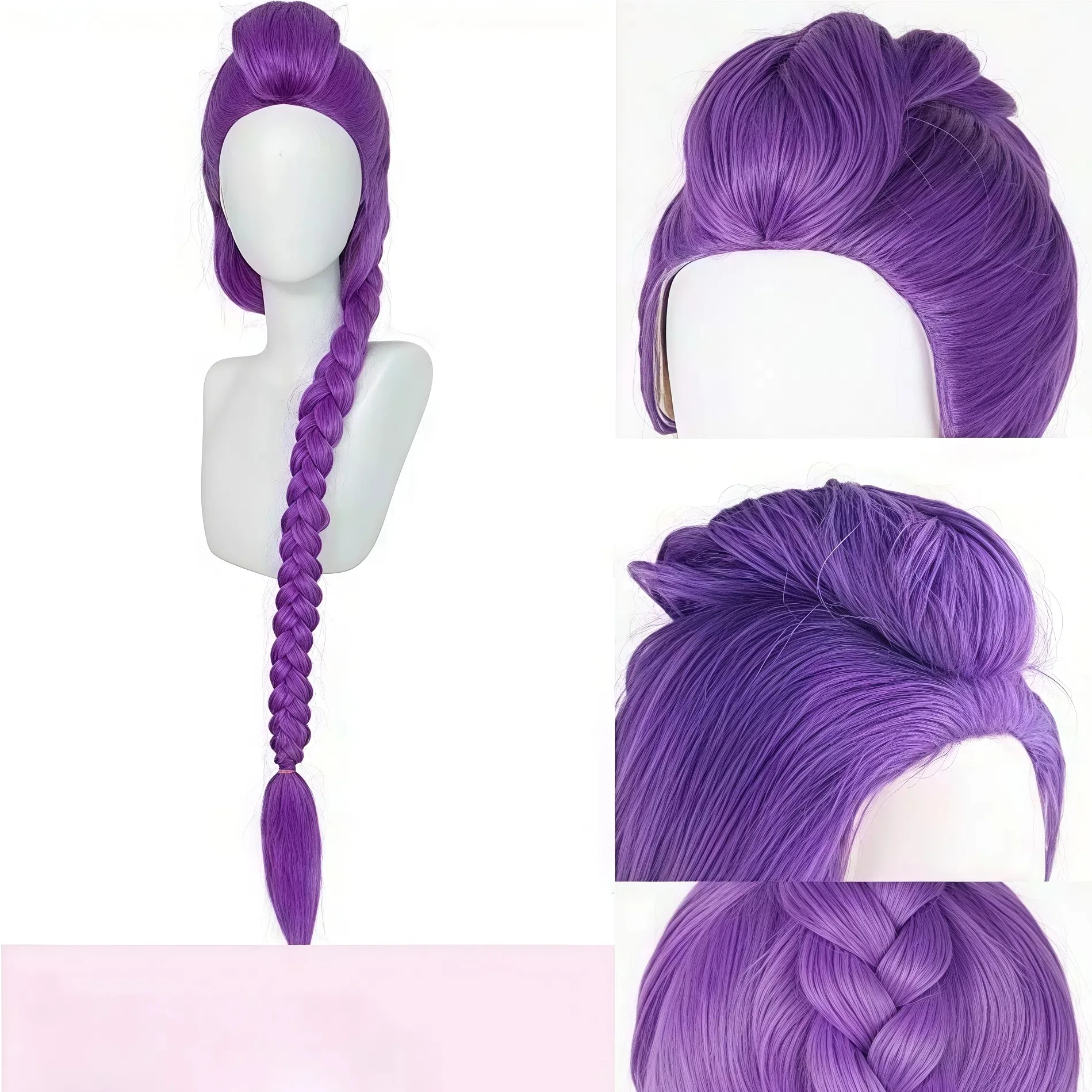 السيدات والسادة، شعر مستعار شيطان هنتر للعب الأدوار، زي الرسوم المتحركة الاصطناعية إكسسوارات ودعائم جديلة أرجوانية، لعب الأدوار #5