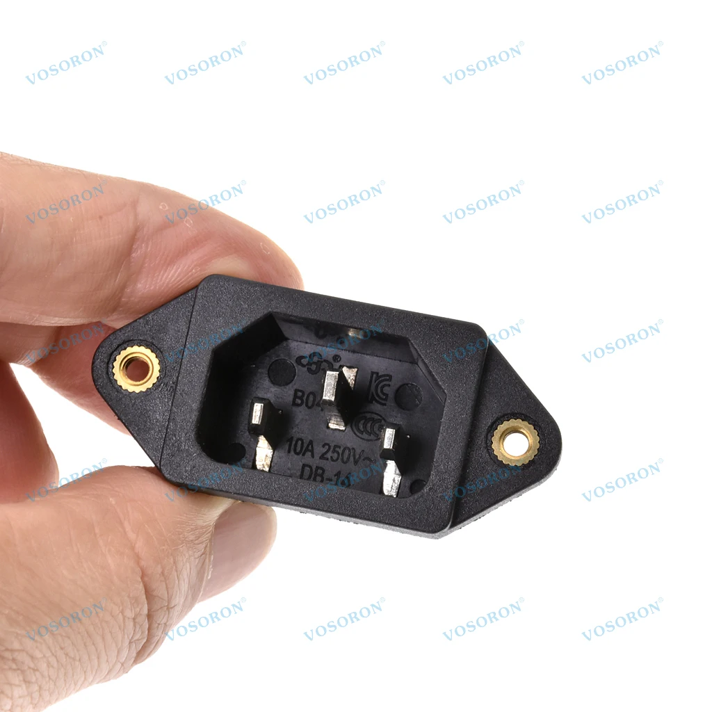 3 Pin IEC320 C14 Power Socket with Screw Hole,15A 250VAC Power Inlet Sockets Connectors