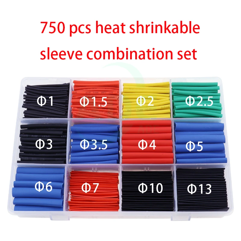 580pcs 530pcs 280pcs 127pcs 2:1 Wrap Wire Cable Insulated Polyolefin Heat Shrink Tube Ratio Tubing Insulation Shrinkable Tubes