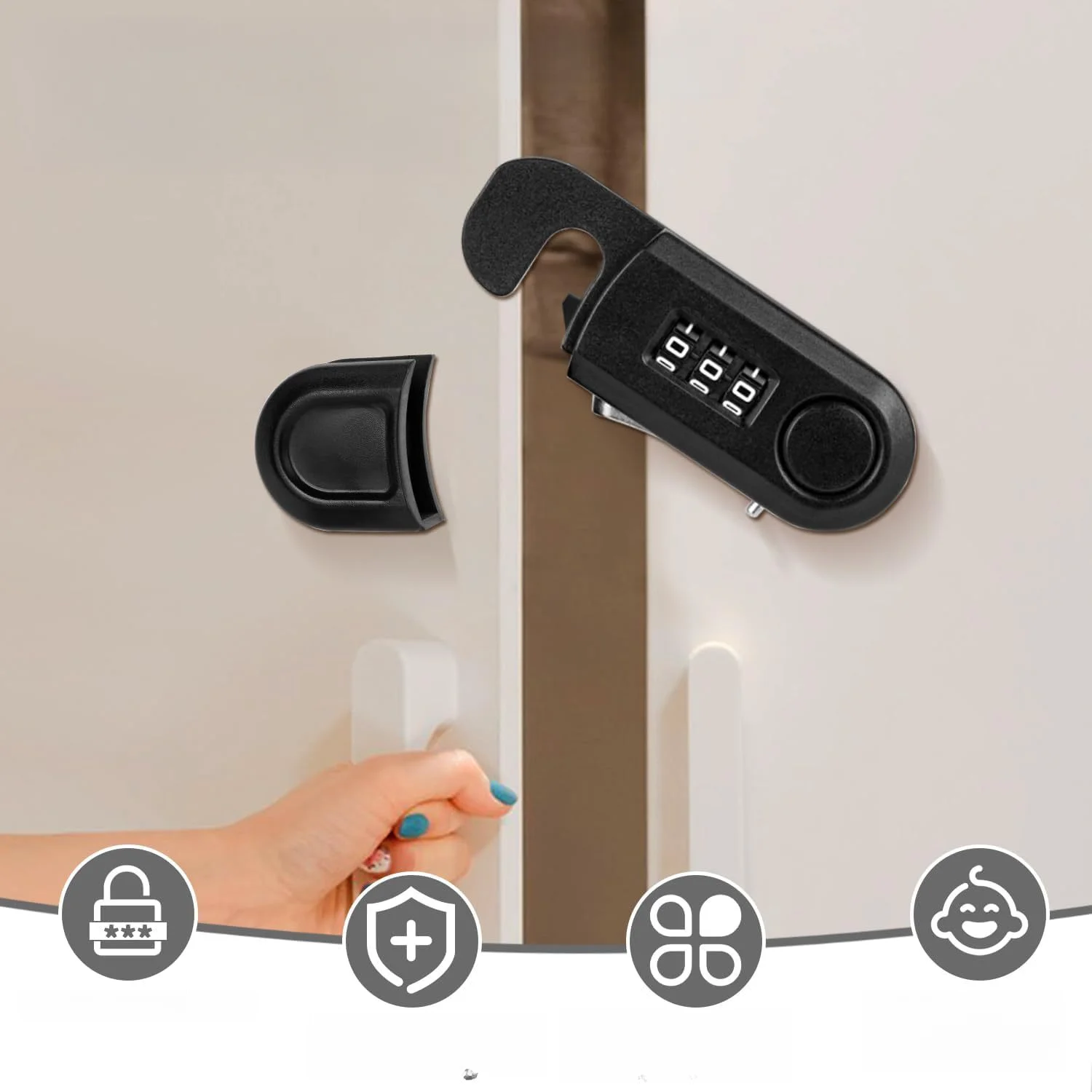 1PC Cabinet Password Lock Refrigerator Lock Anti-Pinch Multifunctional Wardrobe Lock Plastic Cabinet Door Safety Lock DIY