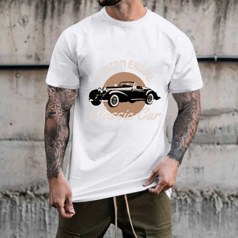 Vintage Style Classic Convertible Car Pattern Heat - Transfer White Ink Iron - on, Suitable for T - shirts, Canvas Bags, Casual