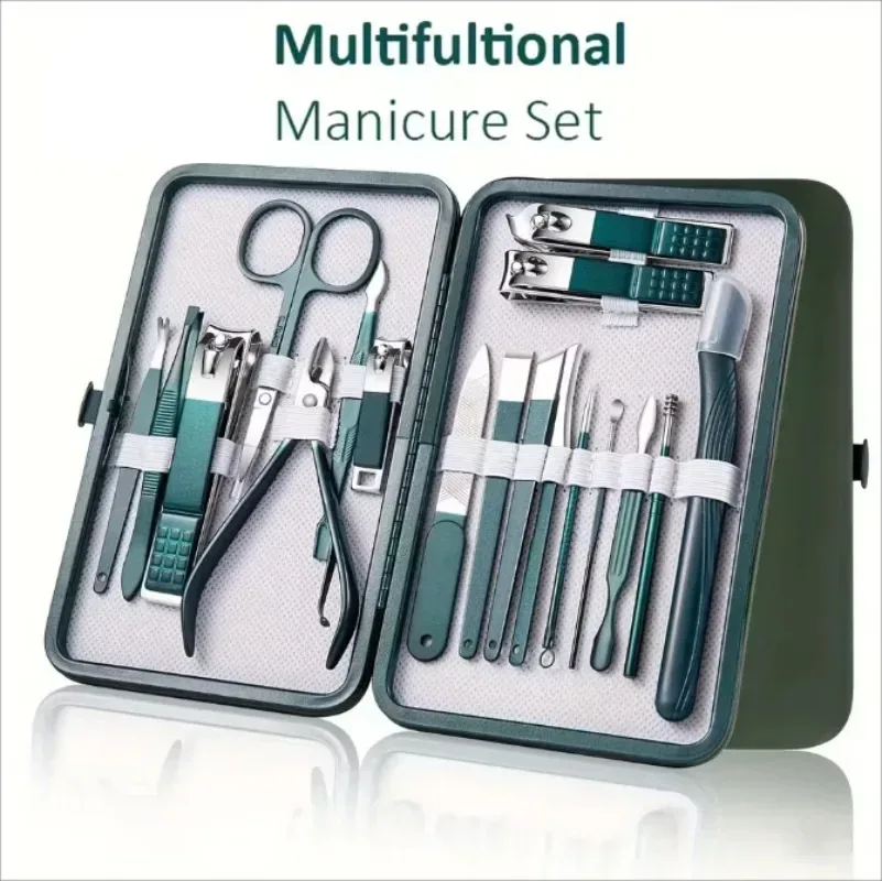 طقم احترافي 7 10 12 18 قطعة مجموعة العناية بالأظافر من الفولاذ المقاوم للصدأ مجموعة تشذيب الأظافر والقدم مع صندوق التعبئة والتغليف