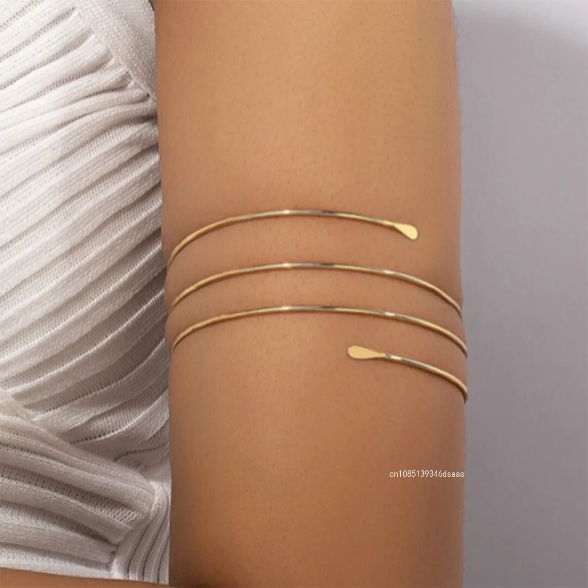 1pc Punk Alloy Upper Arm Open Ended Cuff Bracelet & Bangle Women Adjustable Armbands Costume Accessory for Women