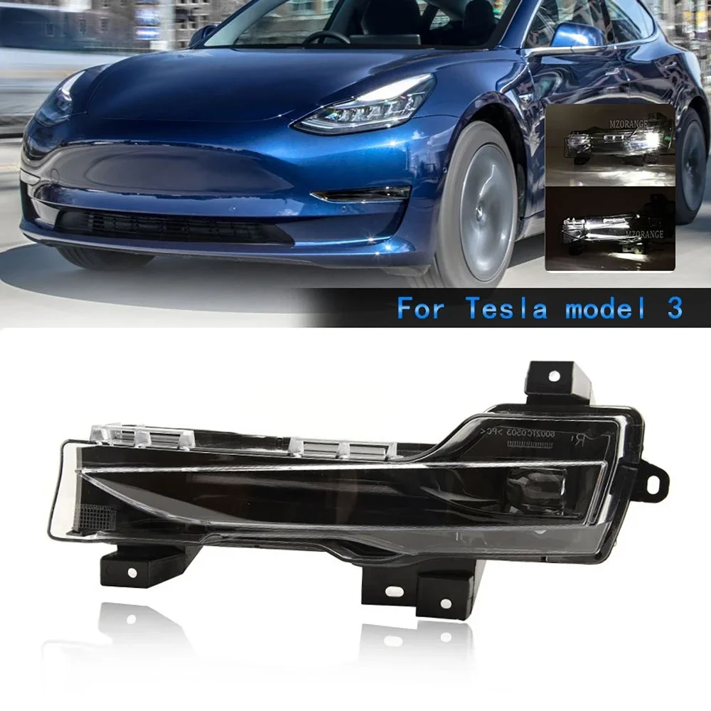 For Tesla Model 3/Y 2017-2023 Left & Right Front Fog Light LED DRL Driving Lamp 1077395 1077396 (Only for Europe Version)