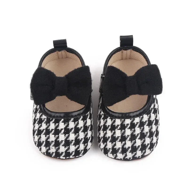 Meckior Baby Girls Shoes Classic Bowknot Striped Checkered Rubber Sole Mary Jane Flats Princess Shoes Toddler First Walker Shoes