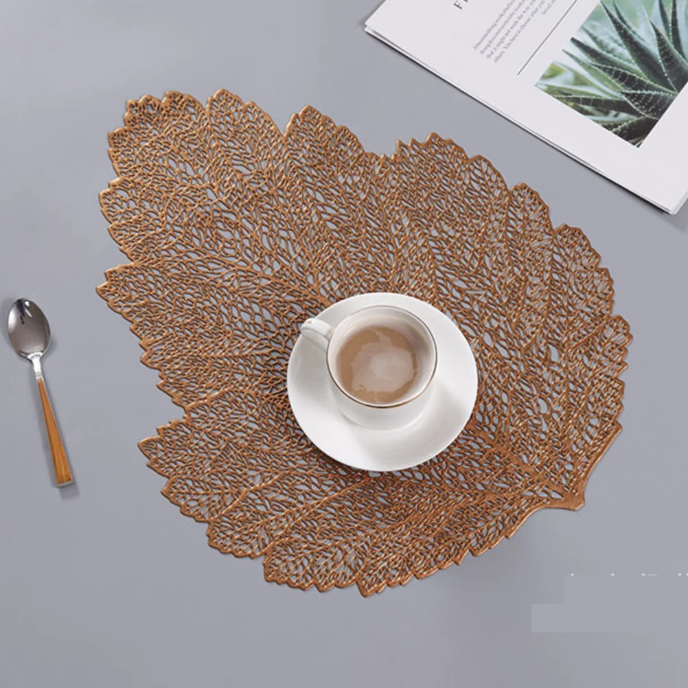 

4pcs Coffee Coasters Round Cup Mat Heat-Resistant Skidproof Pvc Placemats For Home Hotel Restaurant (Golden Bronze Silver Rose)