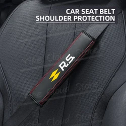 1pcs For RS LOGO Twingo Koleos Megane Clio Kadjar Captur Scenic Arkana Car Safety Belt Shoulder Leather Cover Pads Accessories