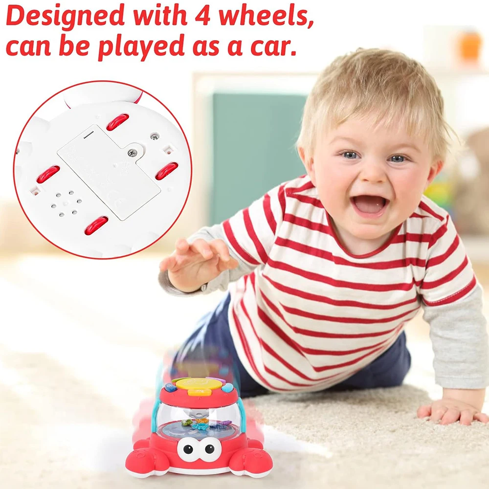 Juguete musical de cangrejo y tortuga para niños, tambor musical de aprendizaje temprano, mejora las habilidades motoras finas, interacción entre padres e hijos, regalo de cumpleaños