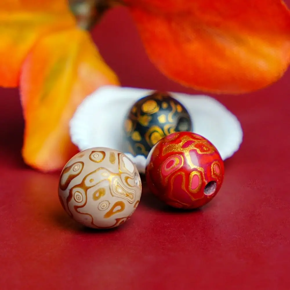 Neo-Chinese Style Bracelet Bead Lustrous Unique Lacquer Bead Ornaments Mother-of-pearl Inlay Jewelry DIY Accessories