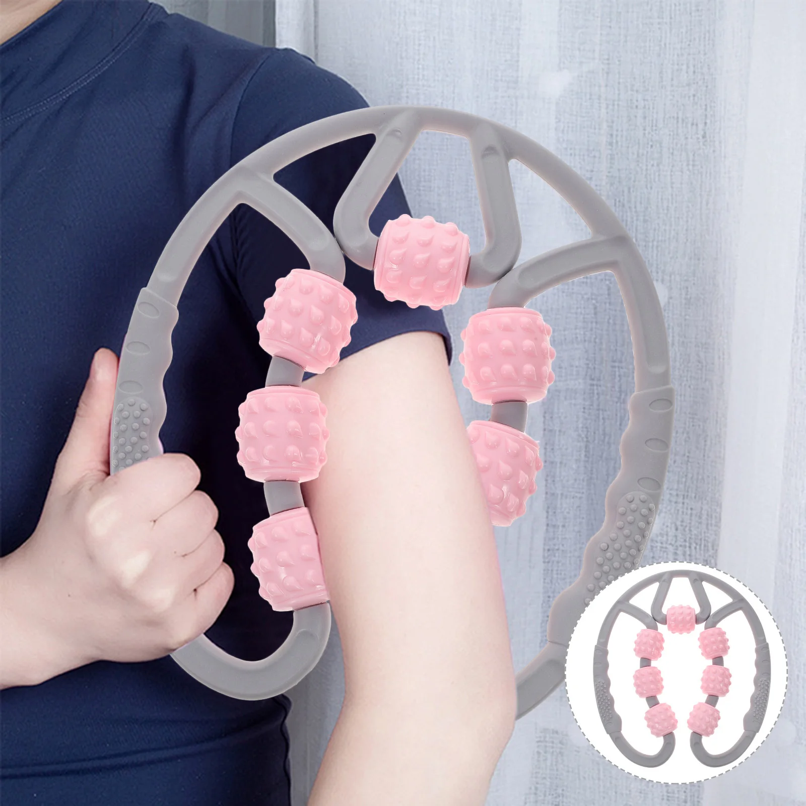 

1pc Leg Massager Roller Muscle Relaxer Manual Massaging Tool Lightweight Portable Pain Relief 7 Wheel Equipment