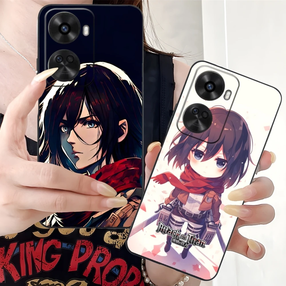 AOT Mikasa Ackerman Mobile Phone Case for Huawei Nova 12 11 10 9 8 7 Pro SE 5G Black Soft Phone Cover Shell