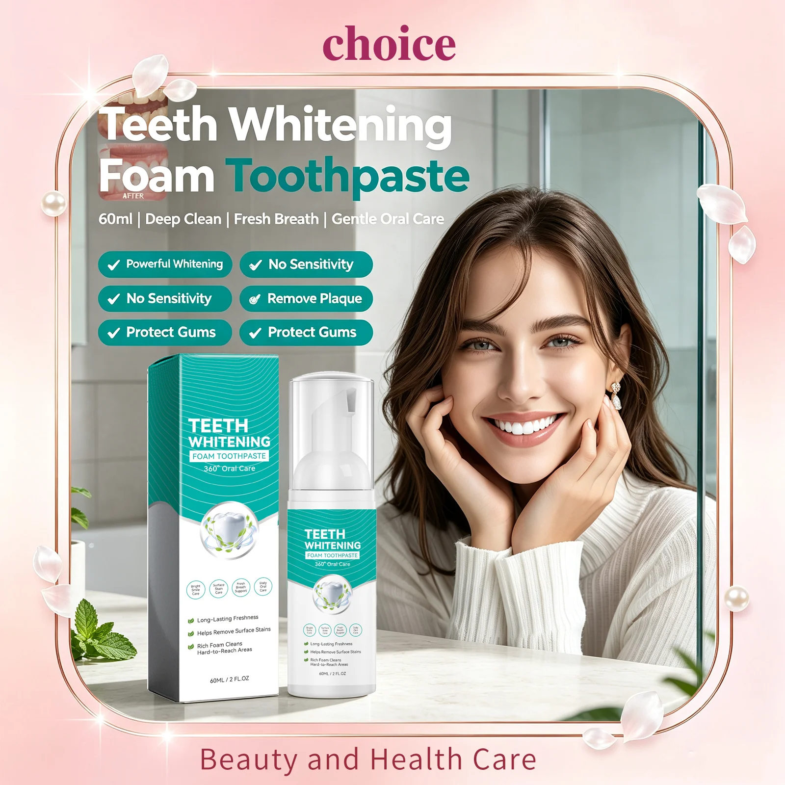 Teeth Whitening Mousse - Pianka do wybielania zębów, pasta do