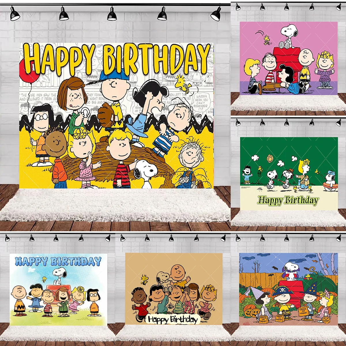 

Cute Snoopy Theme Kids Birthday Party Backdrop P oster white Dog Cake Table Decora Props Baby Baptism Party Supplies